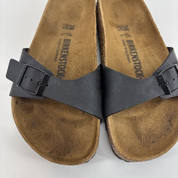 Birkenstock Madrid Birko-Flor Sandals Adjustable Sz US 8 EU 38Black Womens - Picture 3 of 14